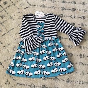 Girls Panda Ruffle Dress